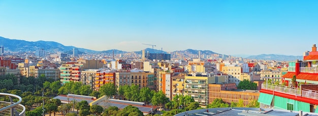 Panorama on the urban center of Barcelona the capital of the Au