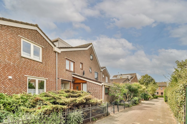 Panorama van bakstenen huizen