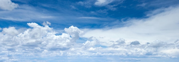 Panorama van blauwe hemel met witte wolken