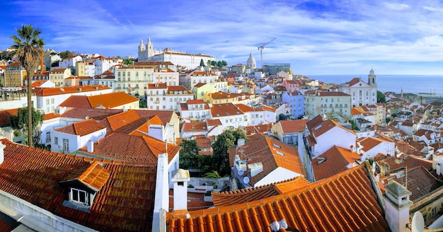 Panorama van de wijk Alfama in Lissabon, Portugal, december 2018