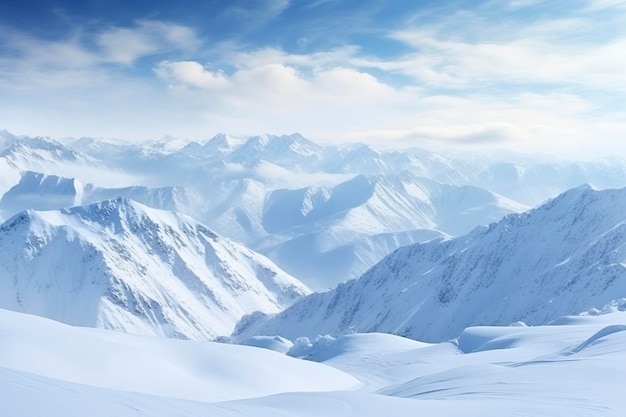 panorama van de winterbergen met sneeuwkopieerruimteachtergrond