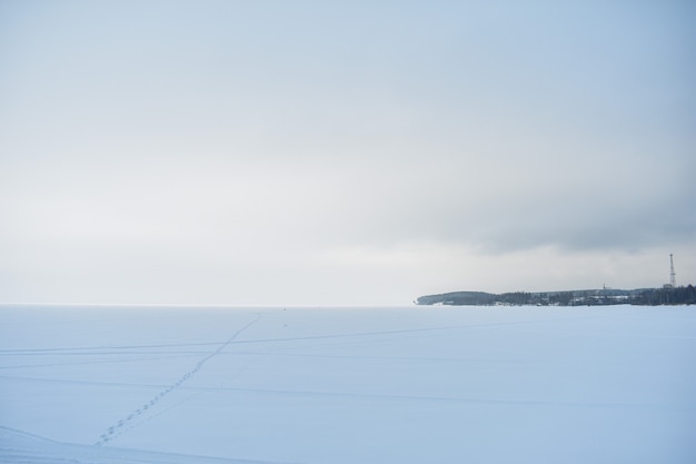 Panorama van de Wolga in de winter