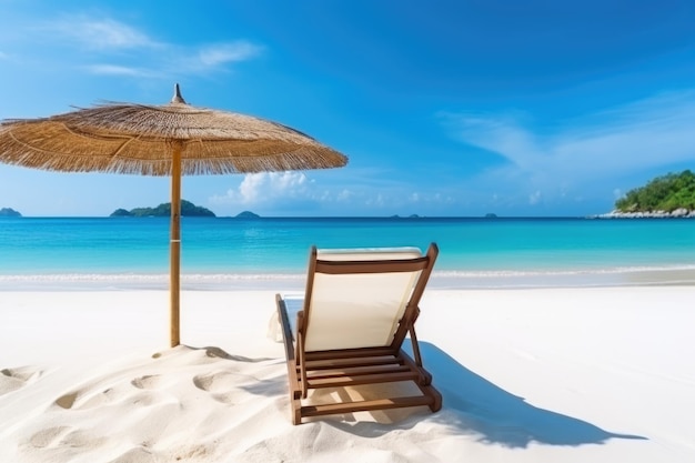 Panorama van een zonnebank op een tropisch strand