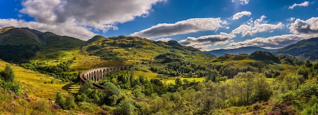 Panorama van Glenfinnan Railway Viaduct in Schotland