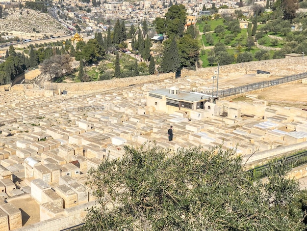 Panorama van Jeruzalem met begraafplaats in Israël overdag