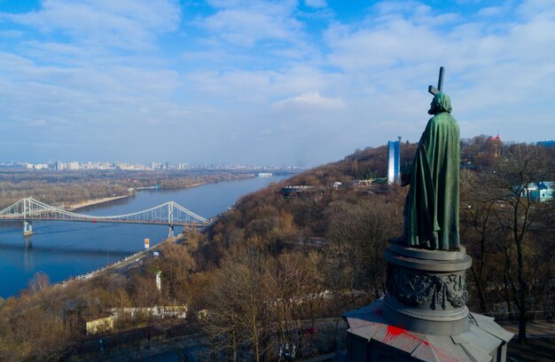 Panorama van kiev vanaf een hoogte luchtfotografie