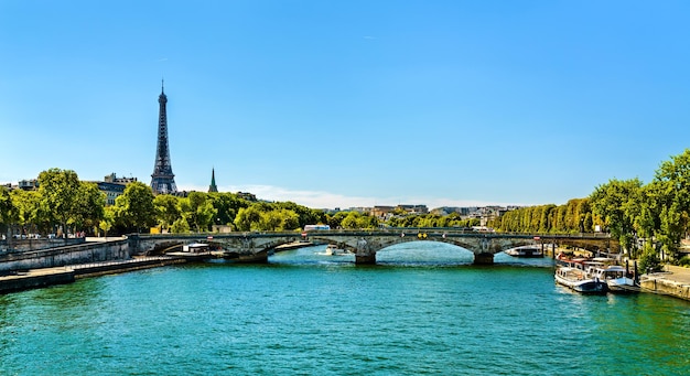 Panorama van Parijs met de rivier de Seine en de Eiffeltoren