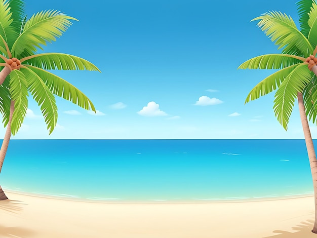 panorama van tropisch strand met kokospalmen vectorillustratie