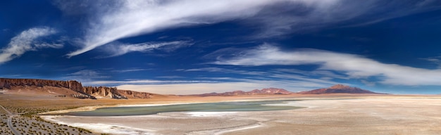 Panorama van zout meer Salar de Tara, Chili