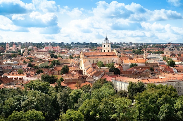 Panorama vanaf de top van de oude binnenstad van Vilnius