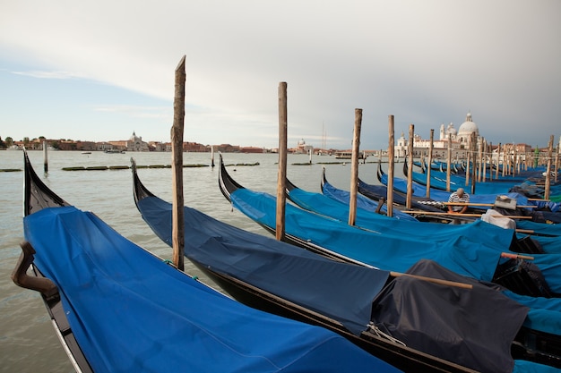 Panorama of Venice, Italy. Grand Canal with gondolas.Venice postcard