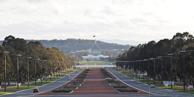 Photo panorama view of anzac war memorial museum in canberra australia