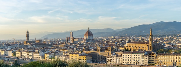 Panorama view of Florence skyline with view of Duomo of Florence in Tuscany, Italy.