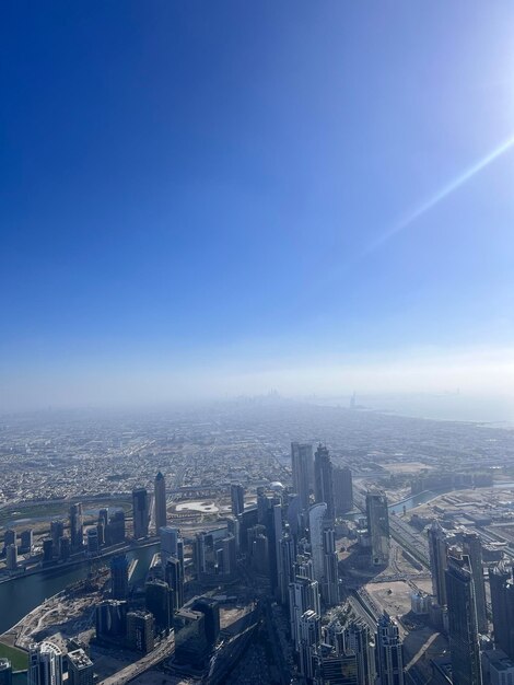 panorama view from the Top of burj khalifa in Dubai