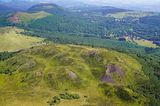 Panorama view mountain Puy de Dome french volcano in Auvergne france