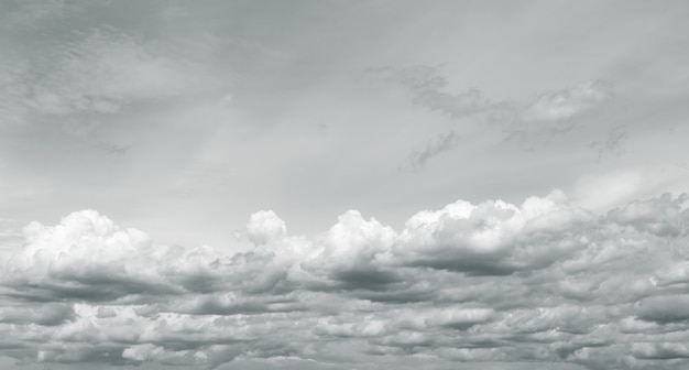 Panorama view of overcast sky Dramatic gray sky and white clouds before rain in rainy season