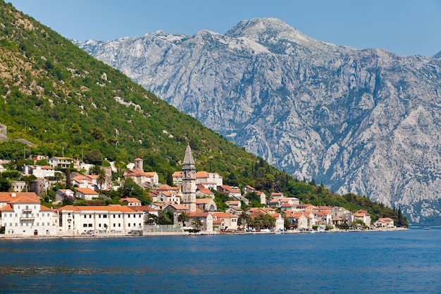 Panorama view of Perast city in Montenegro