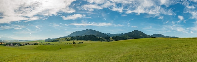 Panorama view summer foothills landscape lower tatra mountains vacation