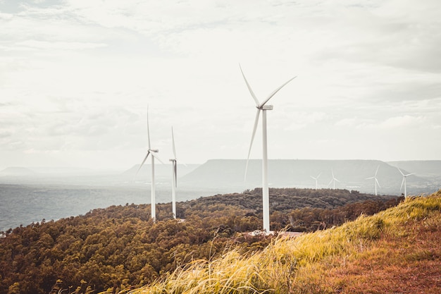 Panorama view of wind turbined on  Khao Yai Thiang.