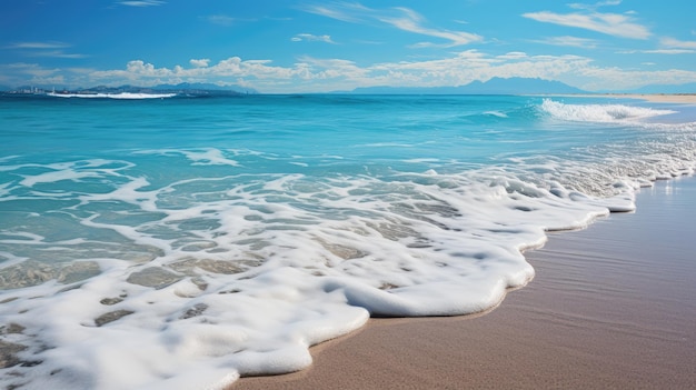 Panorama of white sand beach with turquoise water