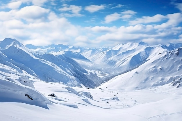 panorama of winter mountains with snow copy space background