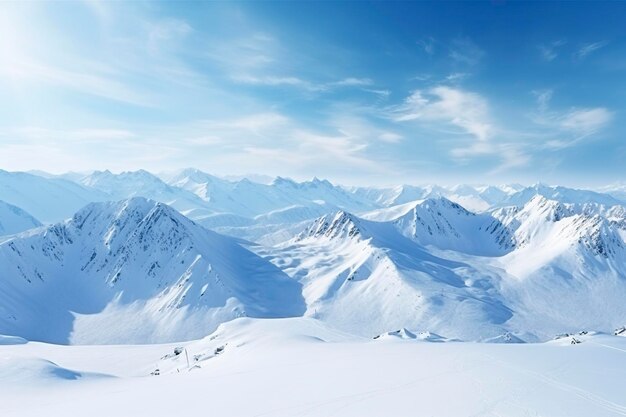 雪のコピースペースの背景を持つ冬の山のパノラマ