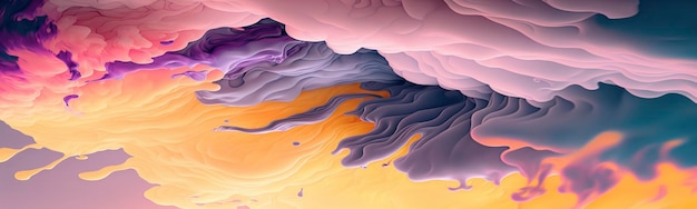 Foto carta da parati a onda liquida astratta panoramica con colori tenui generative ai