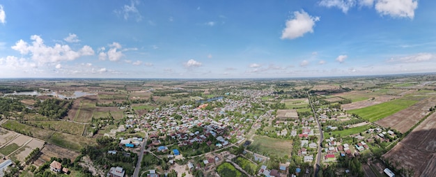 Panoramic aerial photographs of  village.