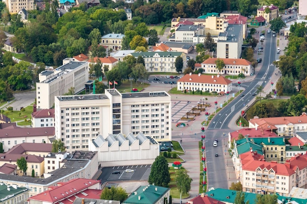 Panoramic aerial view of a huge residential complex with highrise buildings