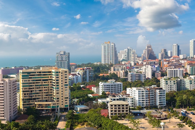 Panoramic aerial view of Pattaya, Thailand