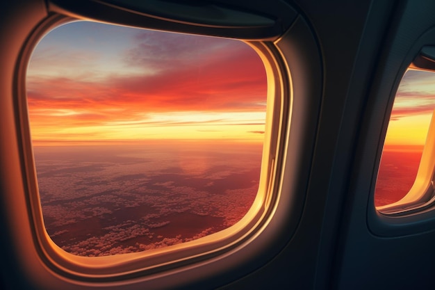 Panoramic airplane window Travel view interior Generate Ai