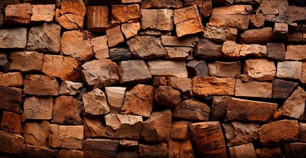 Panoramic background wood firewood texture AI generated image