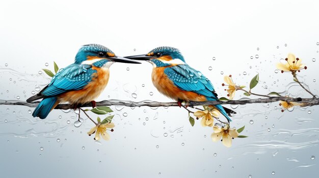 Panoramic banner featuring wildlife birds kingfishers Charming blue and orange fishing kingfisher