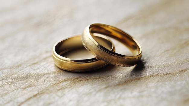 Panoramic banner of two upright gold wedding rings