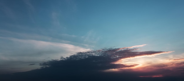 Panoramic banner view of beautiful colourful sunset