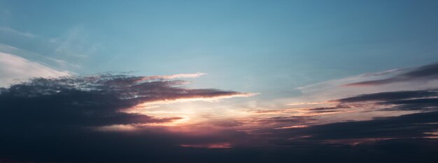 Panoramic banner view of beautiful sunset Pastel colors