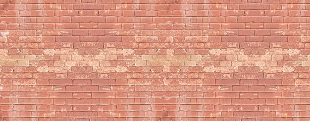 Panoramic banner with red brick old wall background