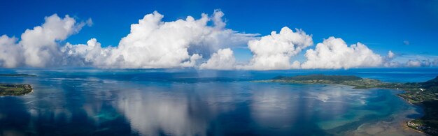 Panoramic of Beautiful sky and sea in ishigaki of Japan