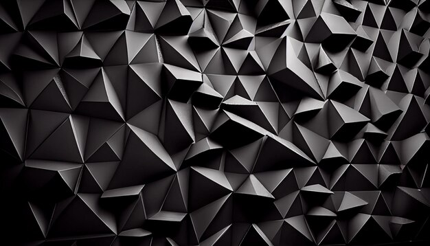 Panoramic black triangles mosaic background Ai generated image