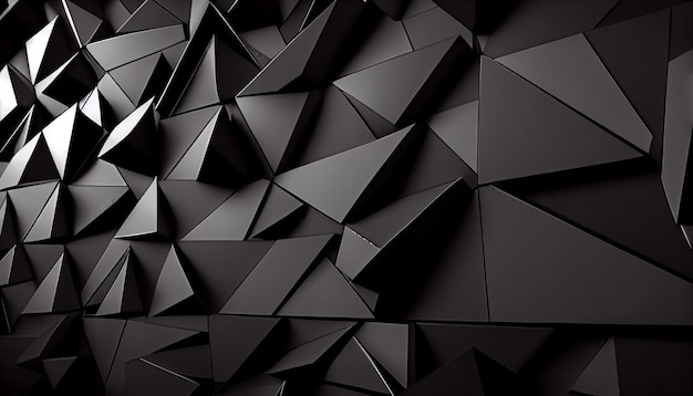 Panoramic black triangles mosaic background Ai generated image