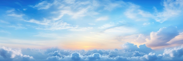 파노라마 푸른 하늘 흰 구름 스카이라인 배경 소재