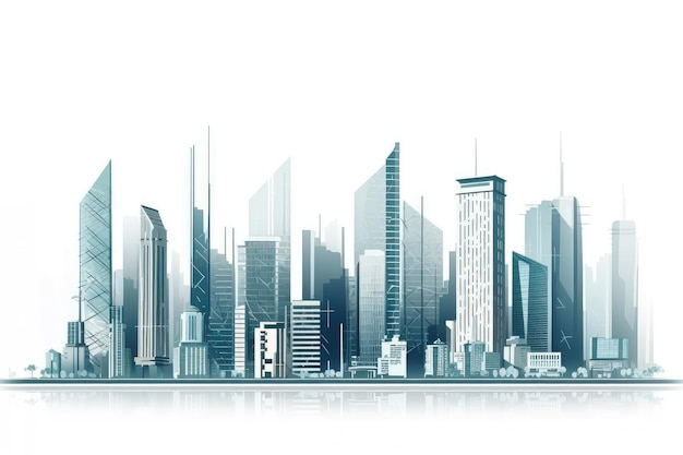 Panoramic city illustration material in front of white background