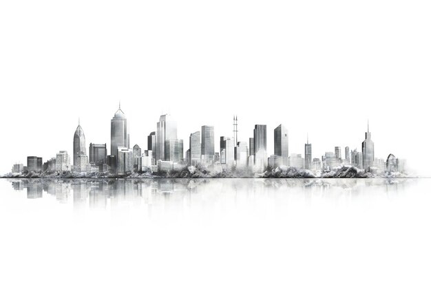 Photo panoramic city skyline isolated on white background