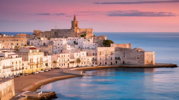 Panoramic cityscape of polignano a mare town puglia region italy near bari city europe