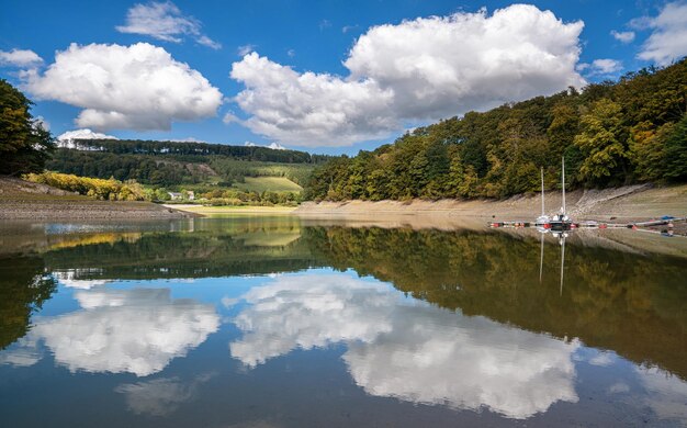 Panoramic image of lake henne sauerland germany