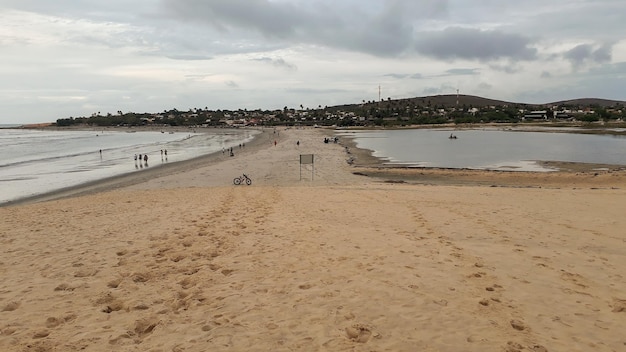 Panoramic of Jericoacoara village from the sand dunes Ceara Brazil