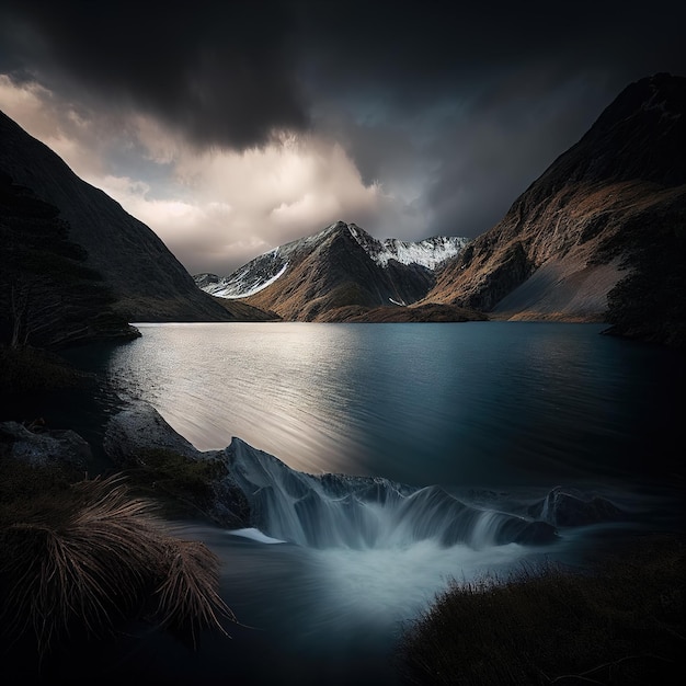 Panoramic lake Lago di Dobbiaco Travel nature Fantastic evening panorama