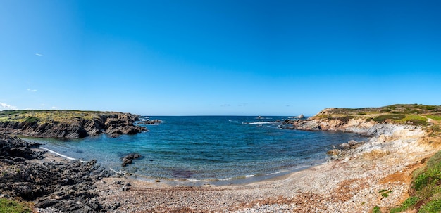 Panoramic landscape of the beach of coscia di donna in sunny day