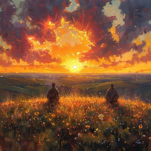 Панорамная пейзажная картина спокойной пасхальной службы восхода солнца на вершине холма
