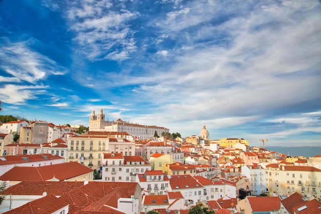 Panoramic lisbon skyline in portugal